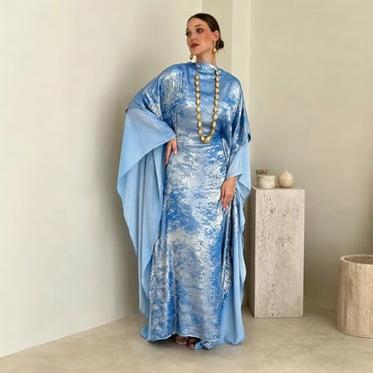 Kaftan Abaya Dubai Style Abaya Daily Smooth Flowy Muslim Dress Women Clothes - color: Blue