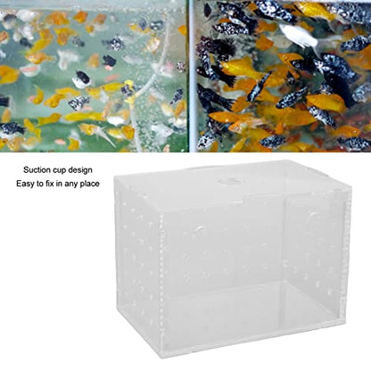Fish Breeder Box, Aquarium Fish Breeding Box, High Transparency Acrylic Hatchery Incubator Tank with Suction Cups, Isolation Breeding Box for Baby Fishes Shrimp Clownfish, Safe Lid (11 * 7 * 8CM)