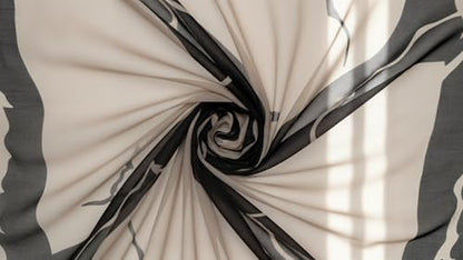 Hijab Modest and Elegant | Beautifully Designed Printed Chiffon Patterns | Muslim Women Head Scarf and Veil - color: Black B