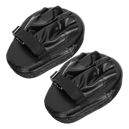 BESPORTBLE 2Pcs Curved Boxing Hand Pads, Black PU Sponge, for Men and Women | Impact and Kick Resistance, Safe Feel, Three-Layer Thick Build, Martial Arts Practice, Boxing Strike Focus