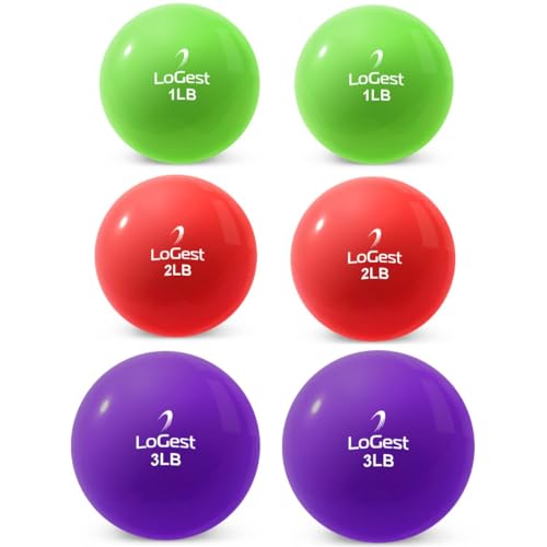 Logest Weighted Toning Exercise Balls Pair - Round Shape Medicine Ball - 1LB 2LB 3LB 4LB 5LB 6LB Available - Toning Muscle for Men & Women - size: Set - 1LB 2LB 3LB Pair (6 Balls Total)