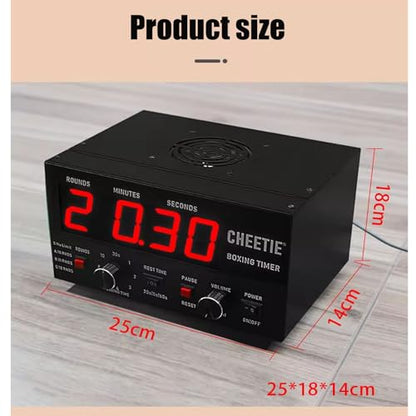 Classic Boxing Interval Timer, Professional Gym Timer with Time Progress Bar, 1-12 Challenge Rounds, 30s-10min Workout, 0/30/60s Rest Time, Adjustable Buzzer, for Muay Thai/MMA/Kickboxing