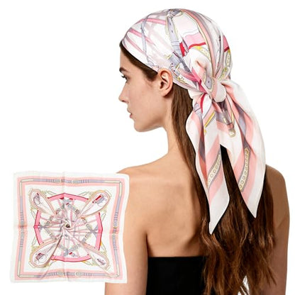 27" Head Scarf Like Satin Silk for Women,Hair Scarves Bandana,Headband Silk Feeling for Hair Wrap - color: Pink