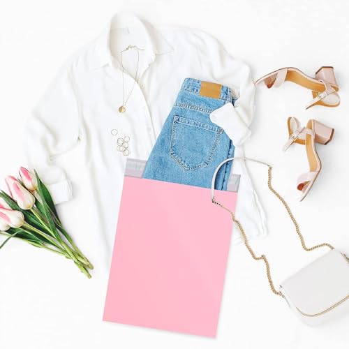 Metronic Poly Mailers 12x15.5 100 Pack, Self Seal Shipping Bags for Clothes | Strong Adhesive Waterproof Tear-resistant Mailing Envelopes, Packaging Bags for Boutiques, Small Business, Light Pink - size: 12x15.5 100PC