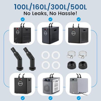 Aquarium Chiller Fitting Kit, Water Hose Connector Accessories | One Set (1 Set)