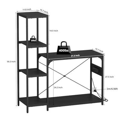 VOWNER 20-29 Gallon Fish Tank Stand with Power Outlet, Aquarium Stand,Black | Shelves for Fish Tank Accessories Storage, Heavy Duty Metal Frame, Turtle Reptile Terrarium Stand, Load 500lb - color: Black