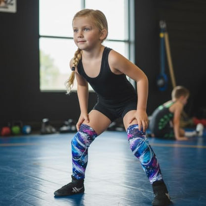 Girls Wrestling Knee Pads & Knee Sleeves, Youth Padded Compression Knee Support for Wrestling Practice, Competition & Training, Pair (Medium) - size: Medium