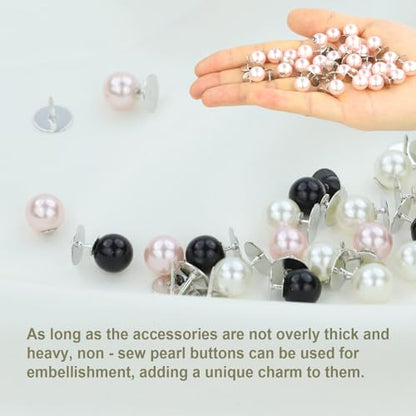 ZENGLU No-Sew Pearl Buttons, 30 Sets of 2/5 inch Removable Reusable Brooch Pins for Shirts, Blouses, Dresses, Sweaters, Shawls for Women (10mm/Pink) - color: Pink