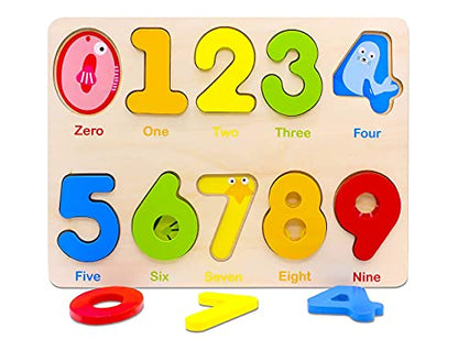 Aile Wooden Preschool Learning Number Puzzles Toys for Kids Age 2-4， Educational Toys. - style: Number Puzzle