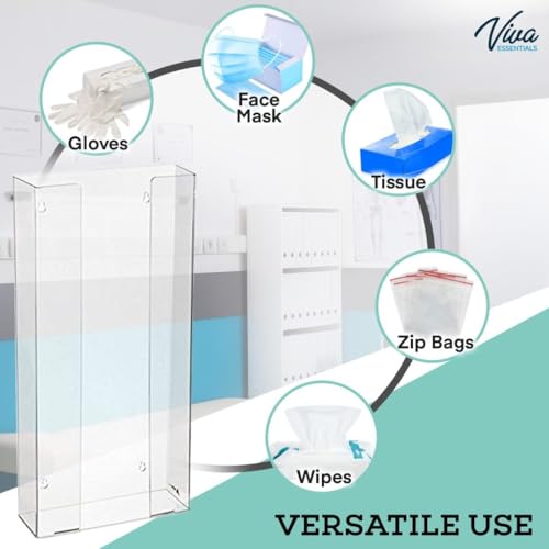 AdirMed VivaEssentials Quad Glove Box Holder, Wall Mount or Free Standing Clear Acrylic Glove Holder - color: Clear, style: Four Box Capacity