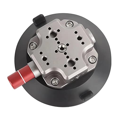 MIMIRACLE Camera Suction Cup Mount 4.5" Heavy Duty Pump Vacuum Mount | Compatible with Action Cameras & DSLR, Heavy Duty Suction Grip for Car, Glass and Smooth Surfaces, 132lb Vertical Hold - color: Titanium