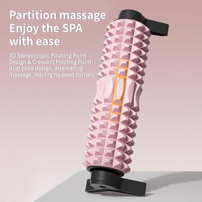 New Upgrade Bracket Foam Roller with Stand for Back Leg Pain, 21 Inch Firm Deep Tissue Muscle Massager for Sore Muscles (Pink) - color: Pink