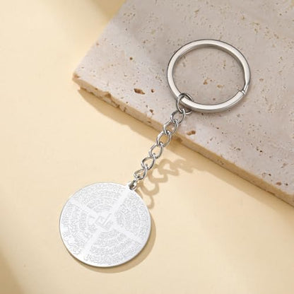 Dreamtimes Islamic Ayatul Kursi Keychain for Women Men Muslim Quran Allah Jewelry Ayatul Kursi Arabic Calligraphy Keychain - color: Silver