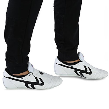 Keenso Unisex Taekwondo Shoes, Martial Arts Sports Shoes Sports Boxing Karate Martial Arts Taichi Shoes Lightweight Shoes for Kids Women Men Adult with a Storage Bag(37) White