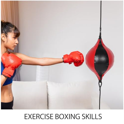 Double-End Boxing Speed Ball PU Reflex Punching Bag Training Equipment for Men and Women Home Boxing Reaction and Coordination Exercise