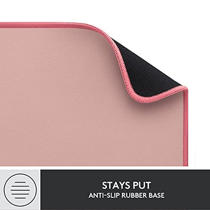 Logitech Desk Mat Studio Series Large Pad 30L x 70W cm - Darker Rose | Multifunctional large pad, extended mouse surface, office desk protector, anti-slip base, spill-resistant - color: Darker Rose