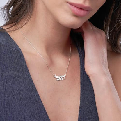 Personalized Japanese, Arabic, Hebrew, Greek, Chinese, Cyrillic, Hindi Name Necklace for Woman, Her, Men, Him - Custom Made with Any Name - Unisex Jewelry Gift for Mother's Day, Father's Day, Birthday - color: 925 Sterling Silver, style: Hebrew
