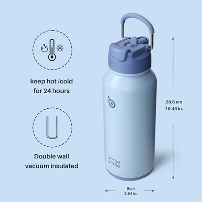 BOTTLE BOTTLE 32oz Insulated Water Bottle with Pill Box | Stainless Steel,Sport Water Bottle, with Straw Dual-use Lid and Pill Box, Design for Gym - color: blue
