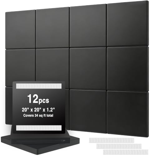 12 Pack Golf Wall Padding, 20" x 20" x 1.2", Indoor Golf Simulator Padding Panels, High Density Foam and PU Surface, for Impact Protection, Noise Reduction, Ideal for Gym, Garage, Playroom, 60 Straps - size: 20" x 20" x 1.2"