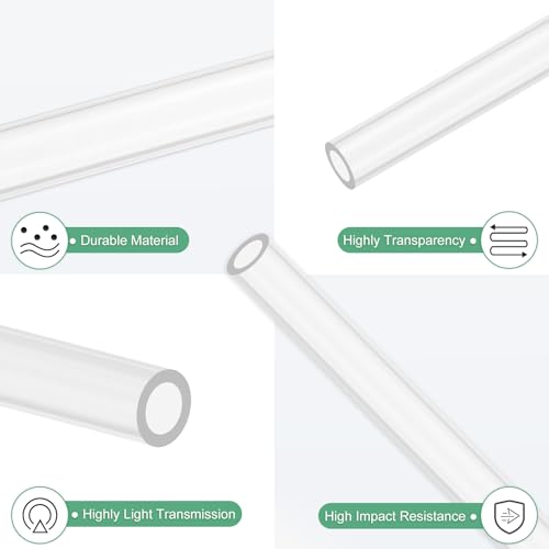 M METERXITY 2-Pack Clear Rigid Acrylic Pipe, 4mm[0.16"] ID x 6mm[0.24"] OD Plastic Round Tube for Water Cooling System/Lamps/Fountains/Aquariums/Display Stand, Acrylic Tubing [305mm/12IN] - size: 4mm ID x 6mm OD