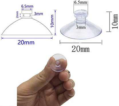 100Pcs Small Suction Cups for Glass, Without Hook Hole, Clear 20mm | PVC, Hold In High Humidity, No Residue, Reusable, Easy Remove, For Car Windows & Glass Tabletops, Smooth Surfaces, Decor - size: 20 mm