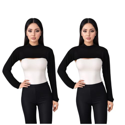 Modal Cotton Sun Protection Sleeves Cover for Women Mslim Islamic Conservative High Collar Vest Long Arm Sleeve Cover - color: Black Black