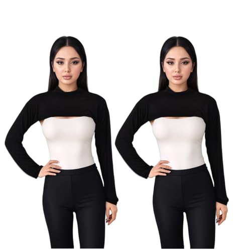 Modal Cotton Sun Protection Sleeves Cover for Women Mslim Islamic Conservative High Collar Vest Long Arm Sleeve Cover - color: Black Black