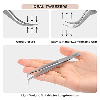 BEYELIAN Eyelash Extension Tweezers, Professional sticker tweezers | Eyelash Extension Tweezers, Professional sticker tweezers for crafting Curved Tip Stainless Steel ST-15 - style: ST15