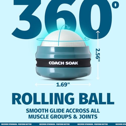 Coach Soak Massage Roller Ball - Hot & Cold Stainless Steel Cryo Ball | Includes 2X Magnesium Cream Sachets - Handheld Deep-Tissue Recovery Tool with Silicone Grip Control