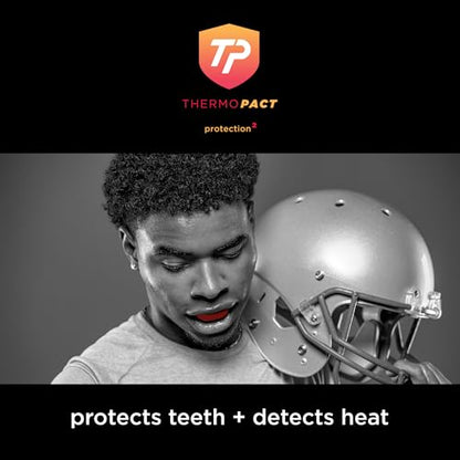 MouthShield Sports Mouth Guard - Detects Overheating with Color Change Tech - Ultimate Impact Protection with D3O® - Football Hockey Lacrosse & Combat - Dentist Designed - Made in the USA - size: Adult (Strap)