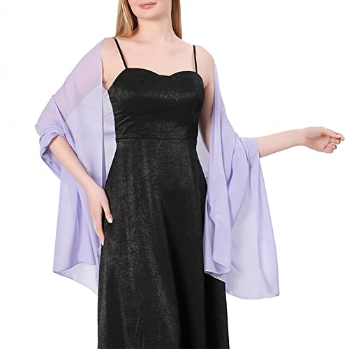 Ladiery Chiffon Shawl Wraps for Women Evening Dresses, Elegant Soft Sheer Shawls for formal dressy Bride Wedding - color: Light Purple