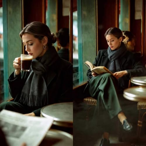 100% Pure Cashmere Scarf for Women Men, Warm Winter Wrap - color: Charcoal Grey