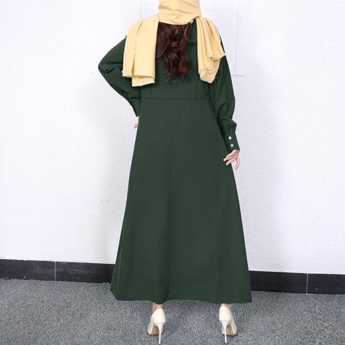 Dress for Women Muslim Long Sleeve Button Down Dress Shirt Prayer Casual Clothes Summer Fashion Outfits - color: Green, size: XX-Large