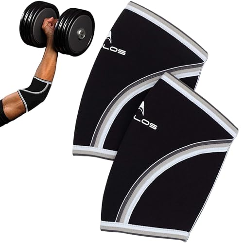 AEOLOS Compression Elbow Sleeves(Pair), 5mm Neoprene Elbow Barces for Weightlifting Powerlifting Tennis Golf and Basketball (Large, Black) - size: Large