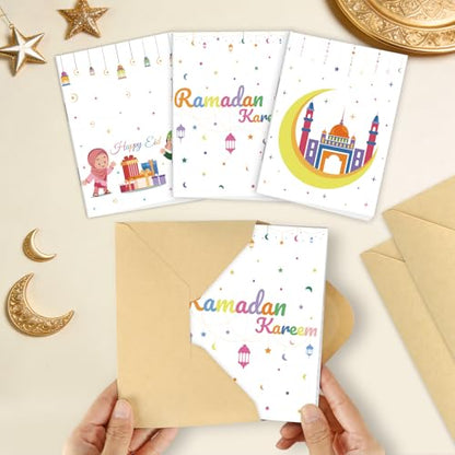 4 Sets Eid Gift Card Book, Eid Mubarak Money Holder Cards with Envelopes, Islamic Holiday Ramadan Kareem Gift Card Booklet Organizer for Family, Friends - color: Eid.Book