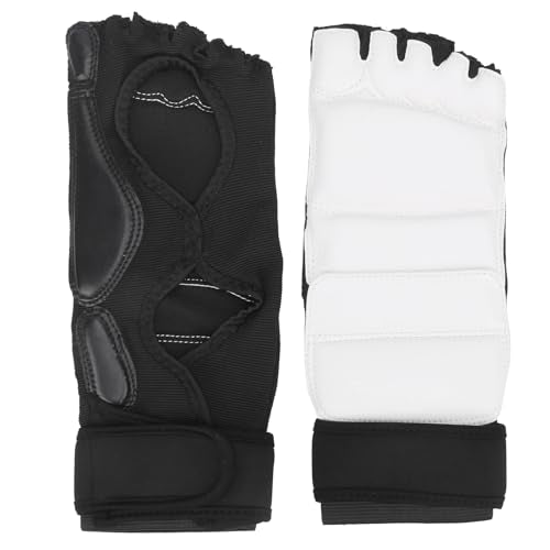 Taekwondo Foot Protector Gear, PU Leather Martial Arts Foot Guard, 1 Pair for Men Women - Adjustable Ankle Support, Breathable Half Finger Design, Training and Competition Use