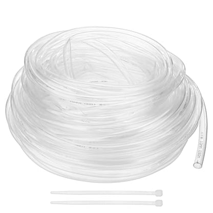 M METERXITY Vinyl Tubing 10mm ID x 12mm OD 100ft Flexible Plastic Tube with 2 Hose Ties, Lightweight Hybrid PVC Hose for Water Gardening/Airline/Aquarium Tubing [Clear]