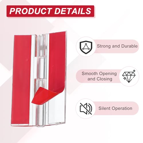 MECCANIXITY Small Acrylic Hinges Plastic Self-Adhesive Clear Hinge 65 x 40mm Continuous Piano Folding Hinges for Aquarium Lid Crafts Display Stand Pack of 2 Transparent - size: 65 x 40mm
