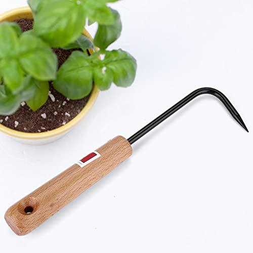 Bonsai Root Hook, Gardening Manganese Steel Root Rake with Ergonomic Wooden Handle, Bonsai Tools for Potted Plants Gardening Work Weeding Tool