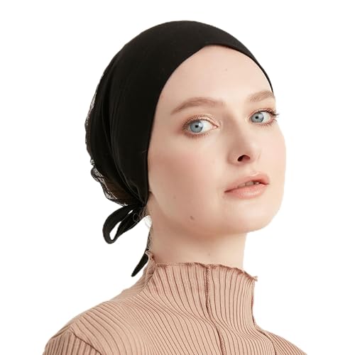 Modefa Premium Underscarf | Islamic Women's Hijab Bonnet Cap for Muslim Woman | Cotton Tie Back Airy - color: Black