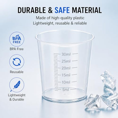 20pcs 1.02oz/30ml Liquid Medicine Cups, Plastic Measuring Cups, Clear Graduated Mixing Cups with Scale, Transparent Epoxy Resin Mixing Cups for Cooking, Medicine & DIY - size: 20pcs 30ml
