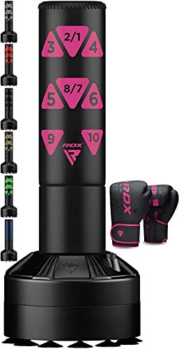 RDX Kids Freestanding Punching Bag & Cover, 4FT Heavy Duty Junior Ronin Target Pedestal Bag Set Suction Cup Stand Base Free Standing Kickboxing MMA Boxing Muay Thai Karate Home Gym Workout - color: PINK