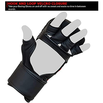 Combat Corner MMA Spar Gloves for Men and Women - MMA, Kickboxing, Muay Thai Sparring Training Gloves | Black - size: Small-Medium