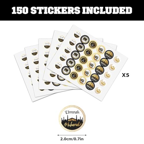 Eid Mubarak Kiss Sticker Labels - Ramadan Kareem Party Round Candy Sticker Favors - Muslim Eid Party Labels Fit Chocolate Candy (Set of 150) - color: Eid Mubarak