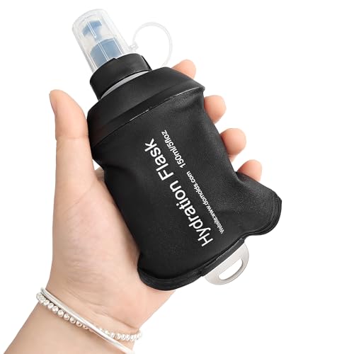 GUYI GYGYL Soft Flask, TPU Collapsible Soft Water Bottle for Hydration Pack, Running Vest, Leak-Proof Folding Water Bottle for Hiking Cycling Climbing Jogging-150ml Black - color: 150ml Black