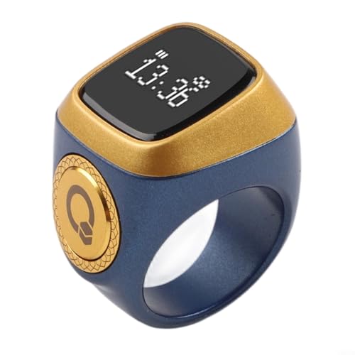 IQibla Smart for Ring Digital Tasbih Counter, Digital Tasbih for Ring for Unisex,Vibration at 33/66/99, 0.49" for OLED Display, 5 Prayer Time Notifications,40mAh (BLUE 18mm blue) - color: BLUE, size: 18mm blue