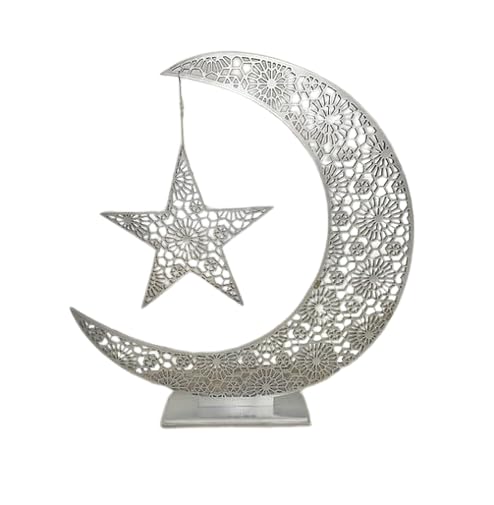 Wooden Crescent Moon - Gold Finish for Eid, Hajj, Ramadan Kareem Mubarak Celebrations Home Muslim Decorations, Shine, Smooth with LED Lights Festive (Pure White, 3ft) - color: Pure White, size: 3ft