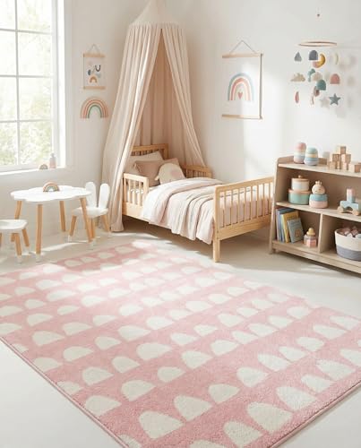 Rugs.com Whimsy Kids Collection Rug – 4x6 Pink Medium-Pile Rug Perfect for Entryways, Kitchens, Breakfast Nooks, Accent Pieces - color: Pink, size: 4' x 6'