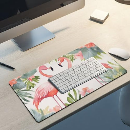 Large Size Gaming Mouse Pad Flamingos and Flowers Desk Mat Non-Slip Base Waterproof Desktop Writing Pad for Office Home - color: Flamingos and Flowers, size: 30x60cm