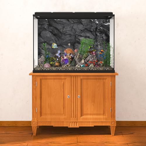 30x18 inches Stone Aquarium Background Black Rock Fish Tank Background Rocky Terrarium Backdrop Polyester